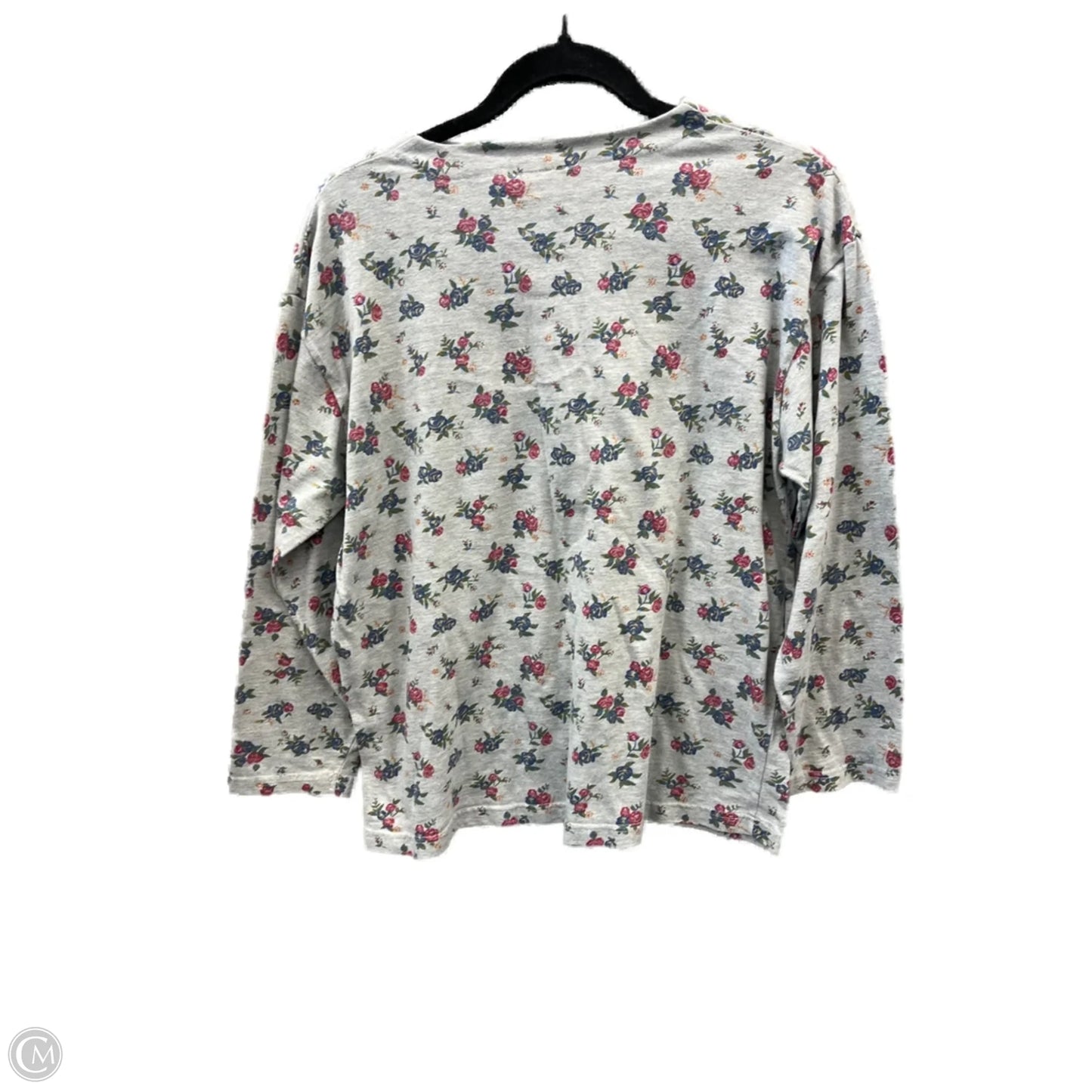 Top Long Sleeve By Basics Plus In Grey, Size: L