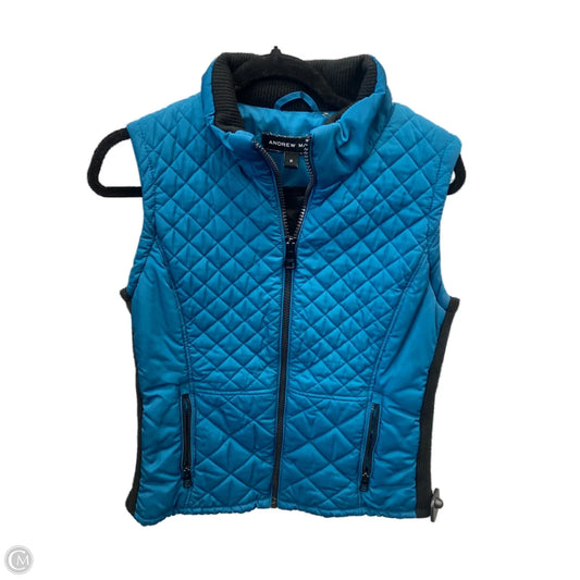 Vest Puffer & Quilted By Andrew Marc In Black & Blue, Size: M