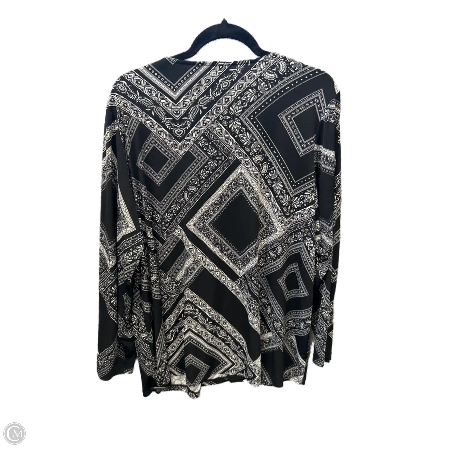 Top Long Sleeve By Susan Graver In Black & White, Size: 1x