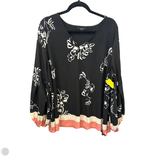 Top Long Sleeve By Alfani In Black & Pink, Size: 2x