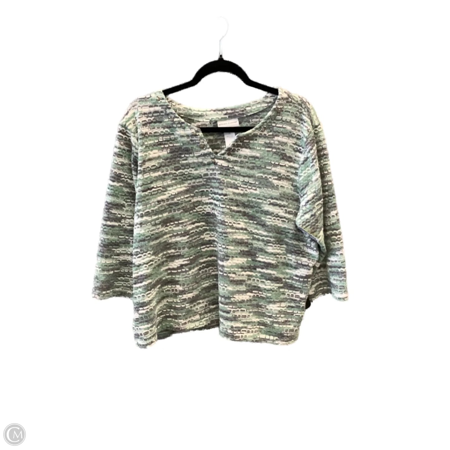Top Long Sleeve By Alfred Dunner In Green & Grey, Size: Lp