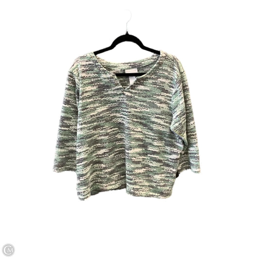 Top Long Sleeve By Alfred Dunner In Green & Grey, Size: Lp