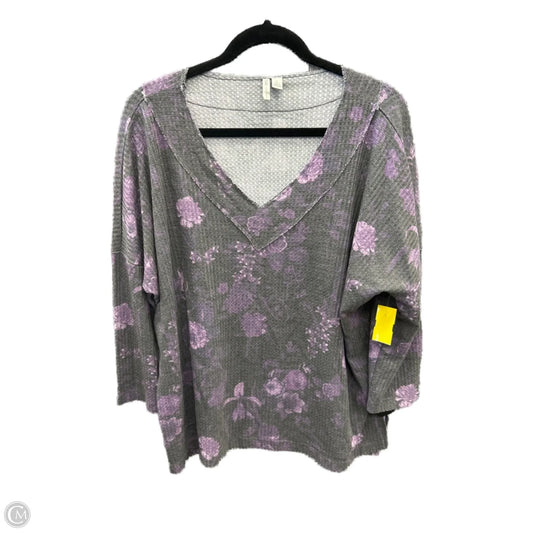 Top Long Sleeve By Cato In Grey & Purple, Size: L