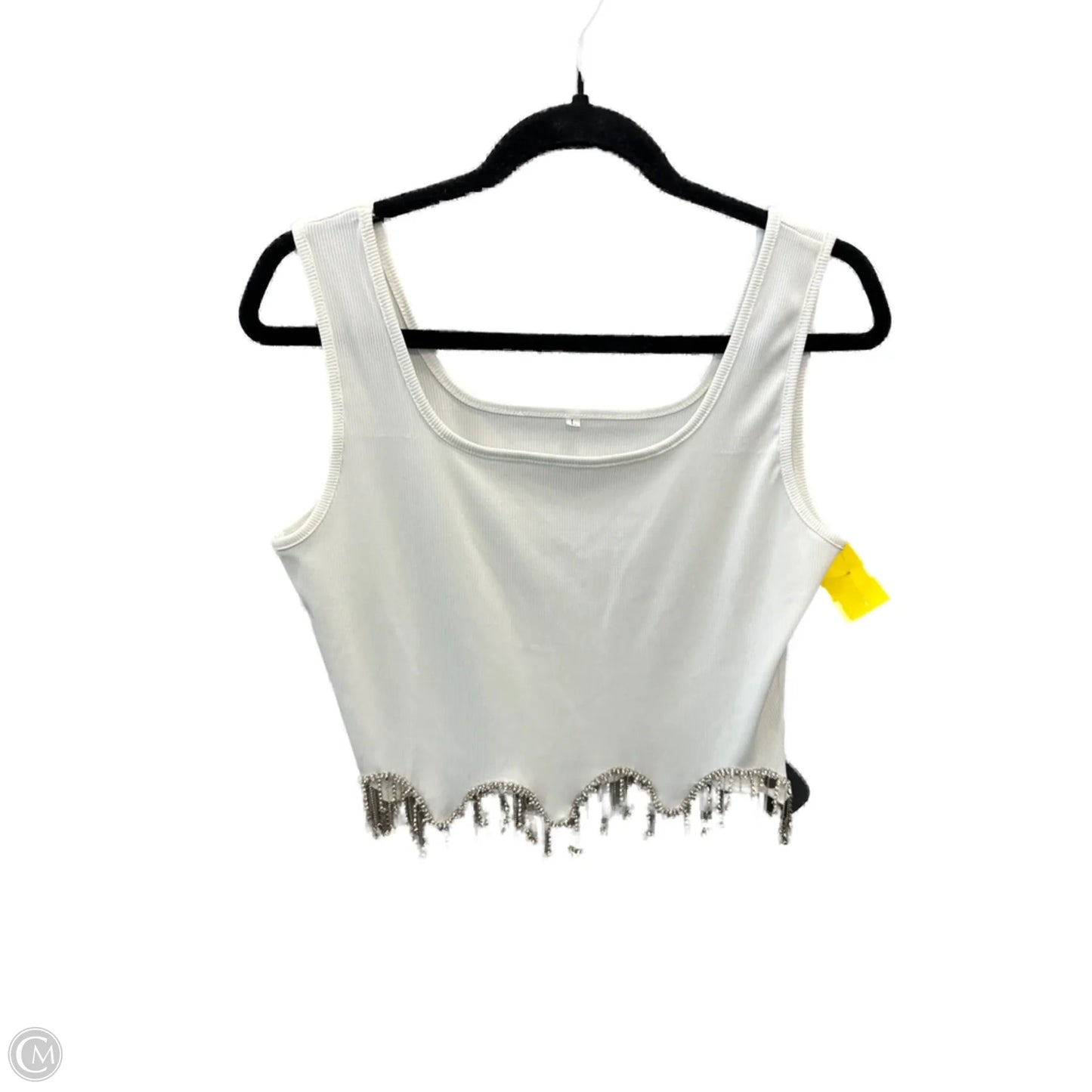 Top Sleeveless By Clothes Mentor In Silver & White, Size: L
