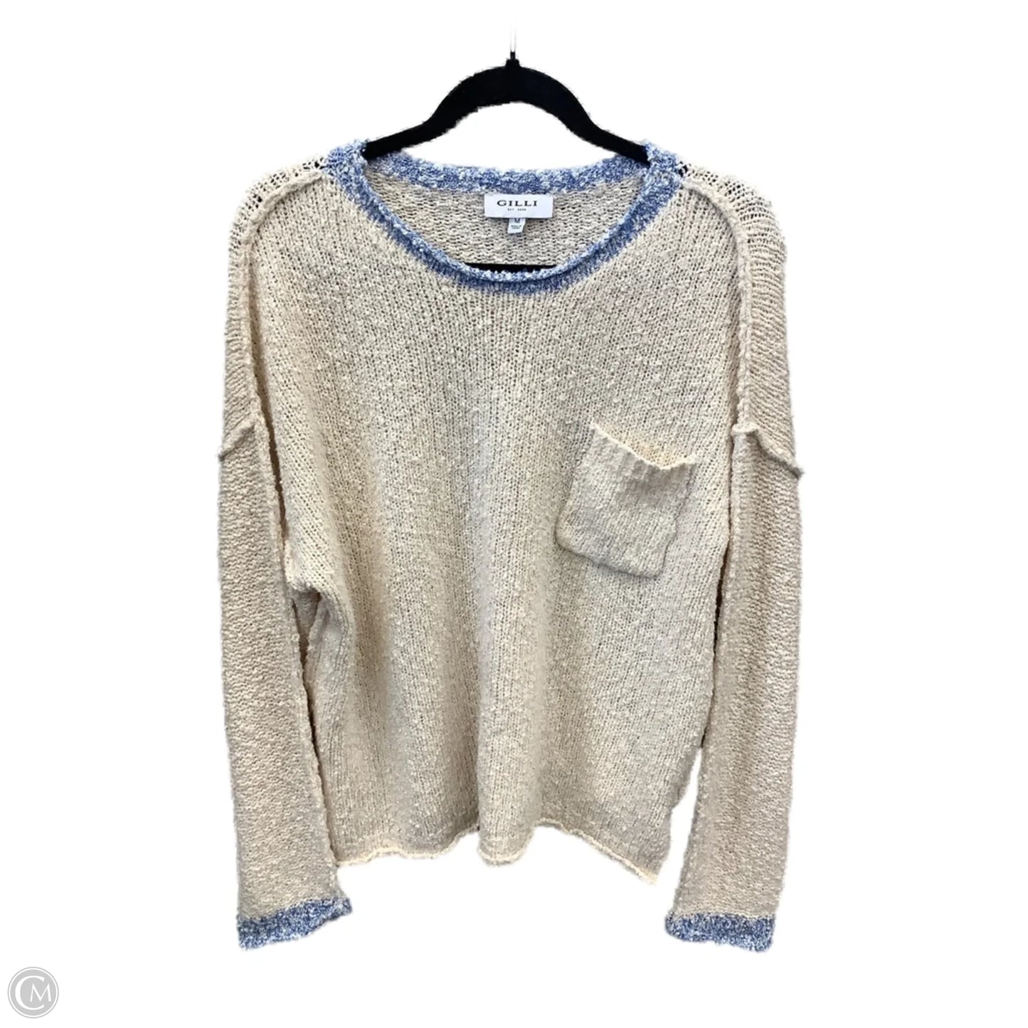 Sweater By Gilli In Blue & Cream, Size: M