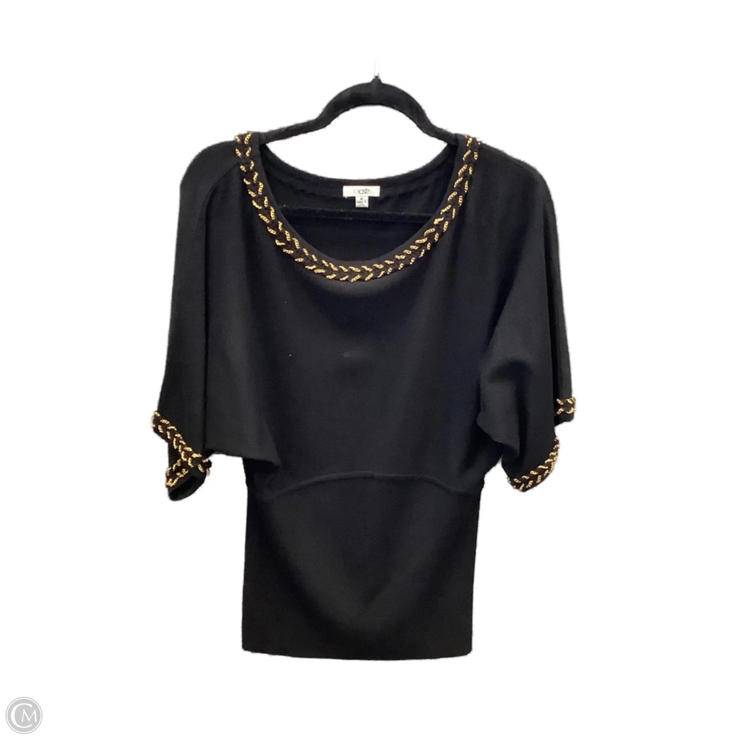 Top Long Sleeve By Cache In Black & Gold, Size: M