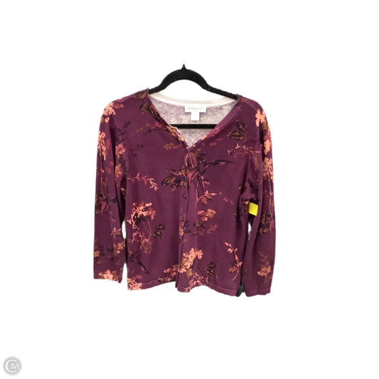 Cardigan By Christopher And Banks In Purple, Size: L