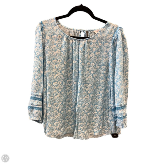 Top Long Sleeve By Lc Lauren Conrad In Blue & White, Size: Xxl