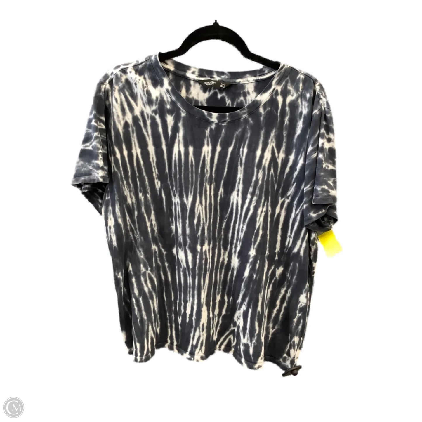 Top Short Sleeve By Simply Vera In Blue & White, Size: Xxl