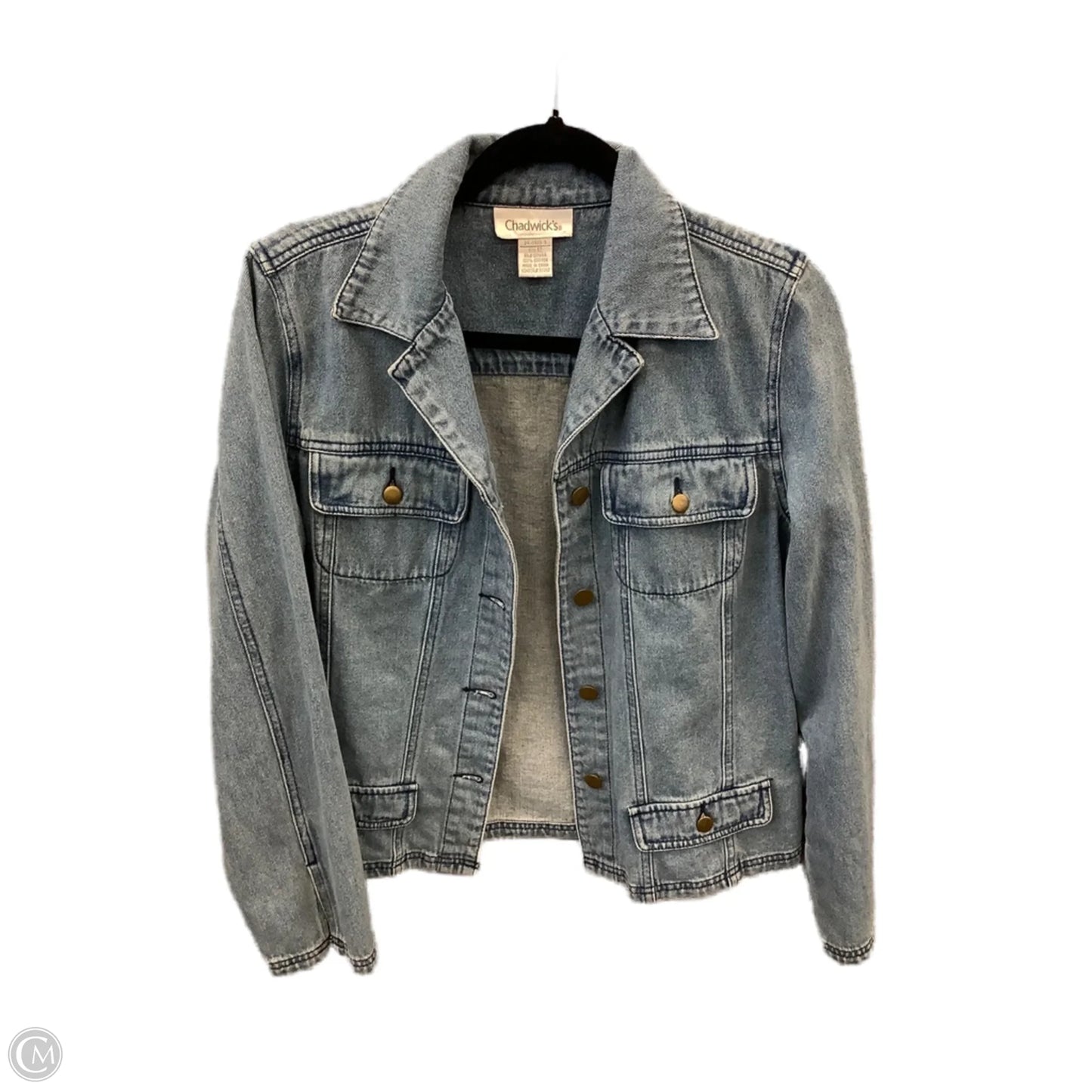 Jacket Denim By Chadwicks In Blue Denim, Size: L