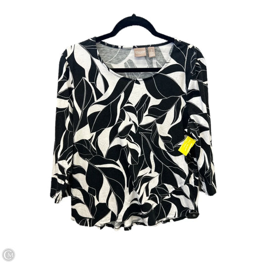 Top Long Sleeve By Chicos In Black & White, Size: L