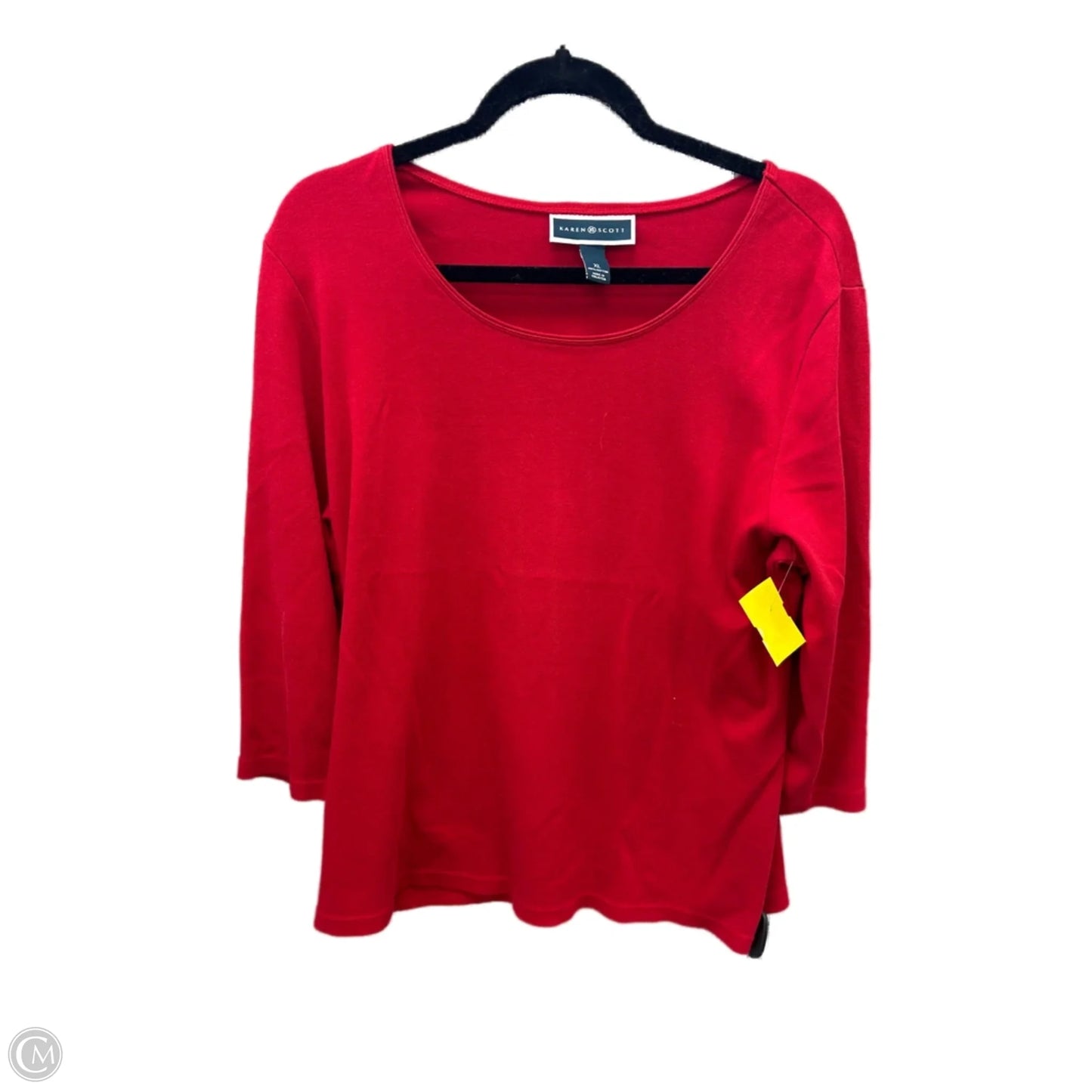 Top Long Sleeve Basic By Karen Scott In Red, Size: Xl