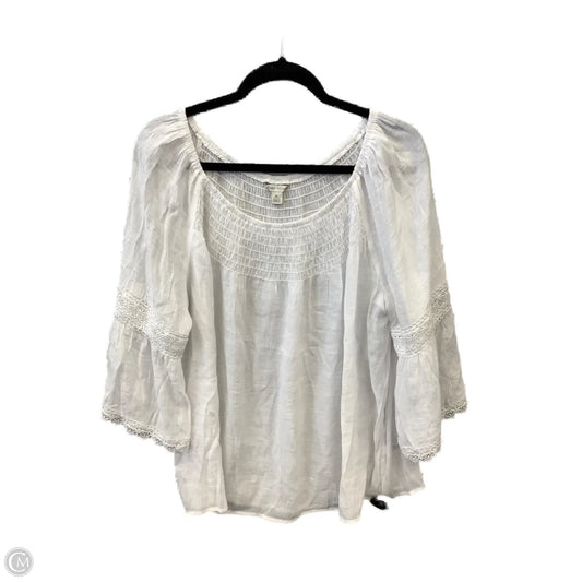 Top Long Sleeve By Cato In White, Size: Xl