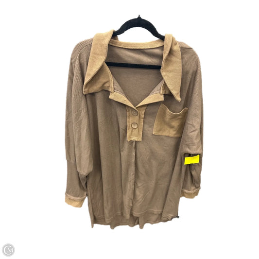 Top Long Sleeve By Clothes Mentor In Brown, Size: 2x
