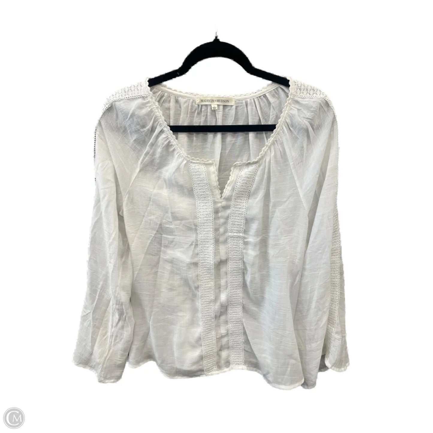 Top Long Sleeve By Clothes Mentor In White, Size: L