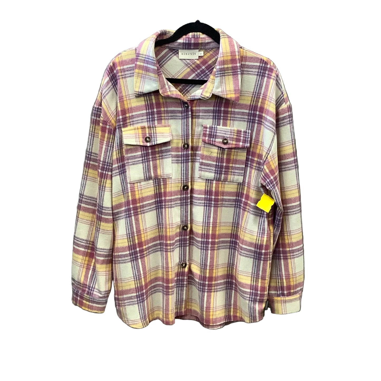 Jacket Shirt By Ninexis In Plaid Pattern, Size: M