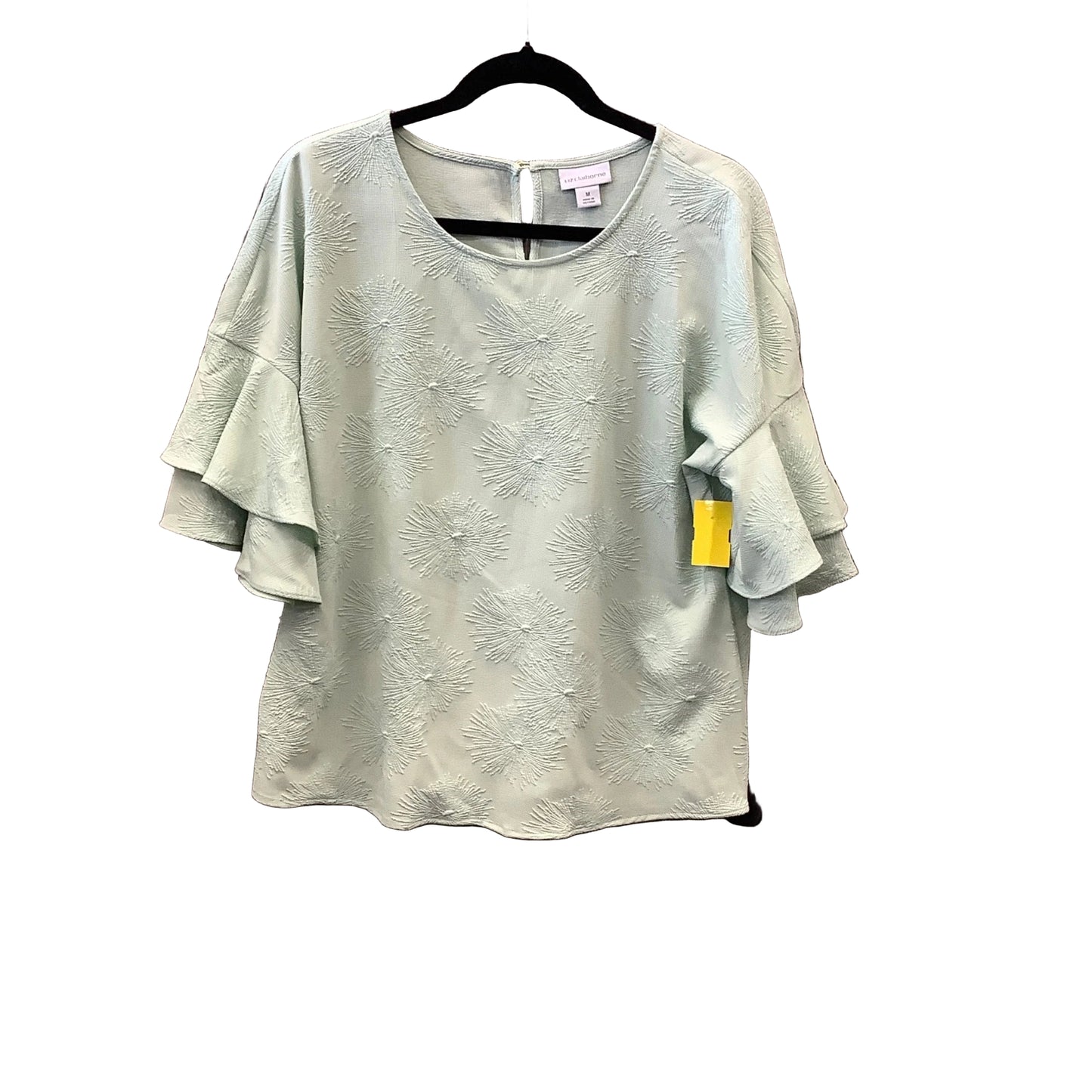 Blouse 3/4 Sleeve By Liz Claiborne In Green, Size: M