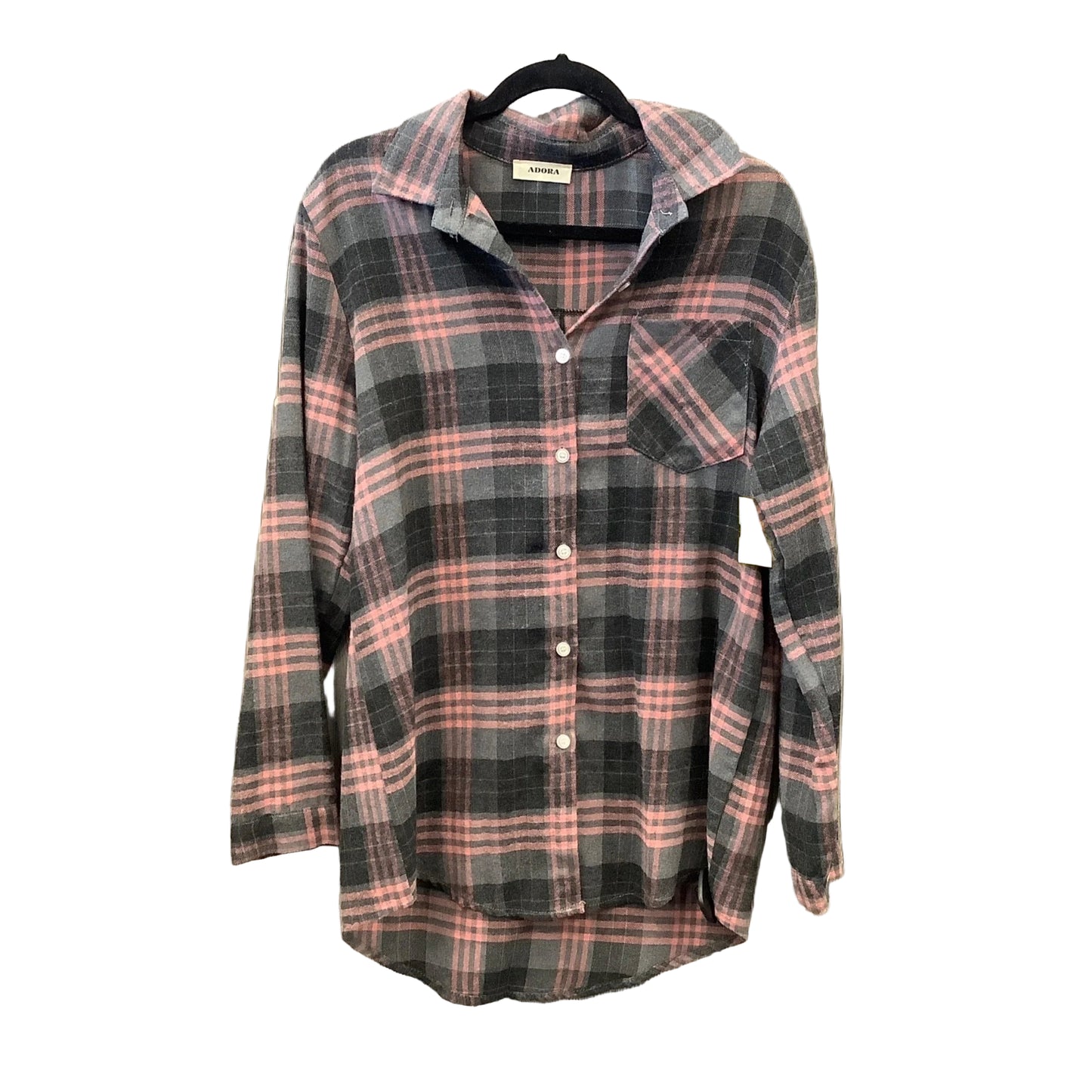 Top Long Sleeve By Adora In Plaid Pattern, Size: M