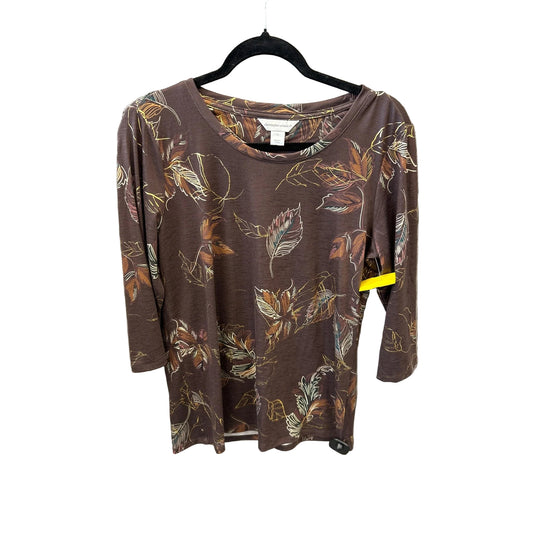 Top Long Sleeve By Christopher And Banks In Brown, Size: M