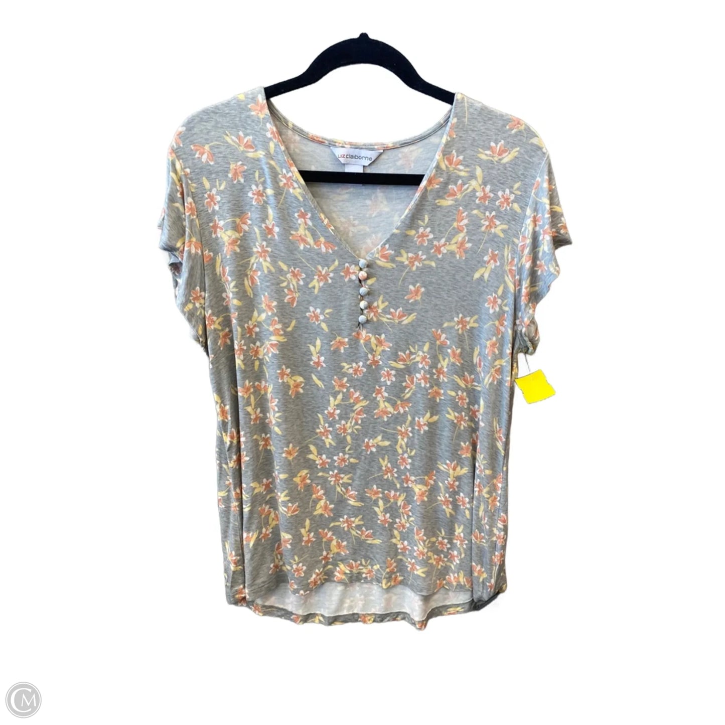 Top Short Sleeve By Liz Claiborne In Grey, Size: L