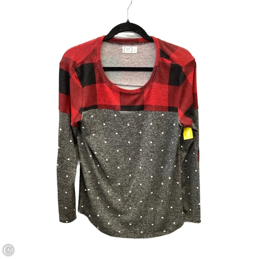 Top Long Sleeve By Maurices In Grey & Red, Size: M