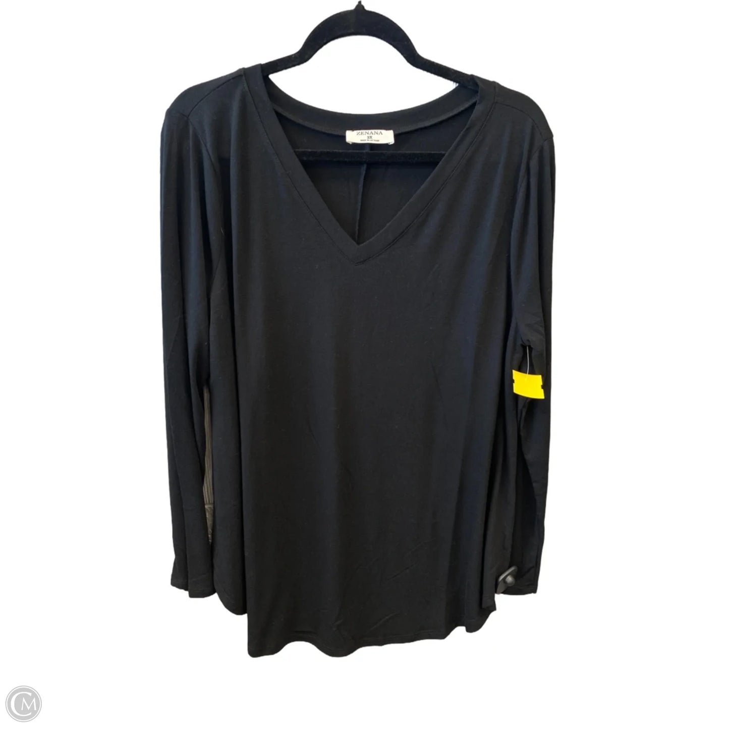 Top Long Sleeve By Zenana In Black, Size: 2x