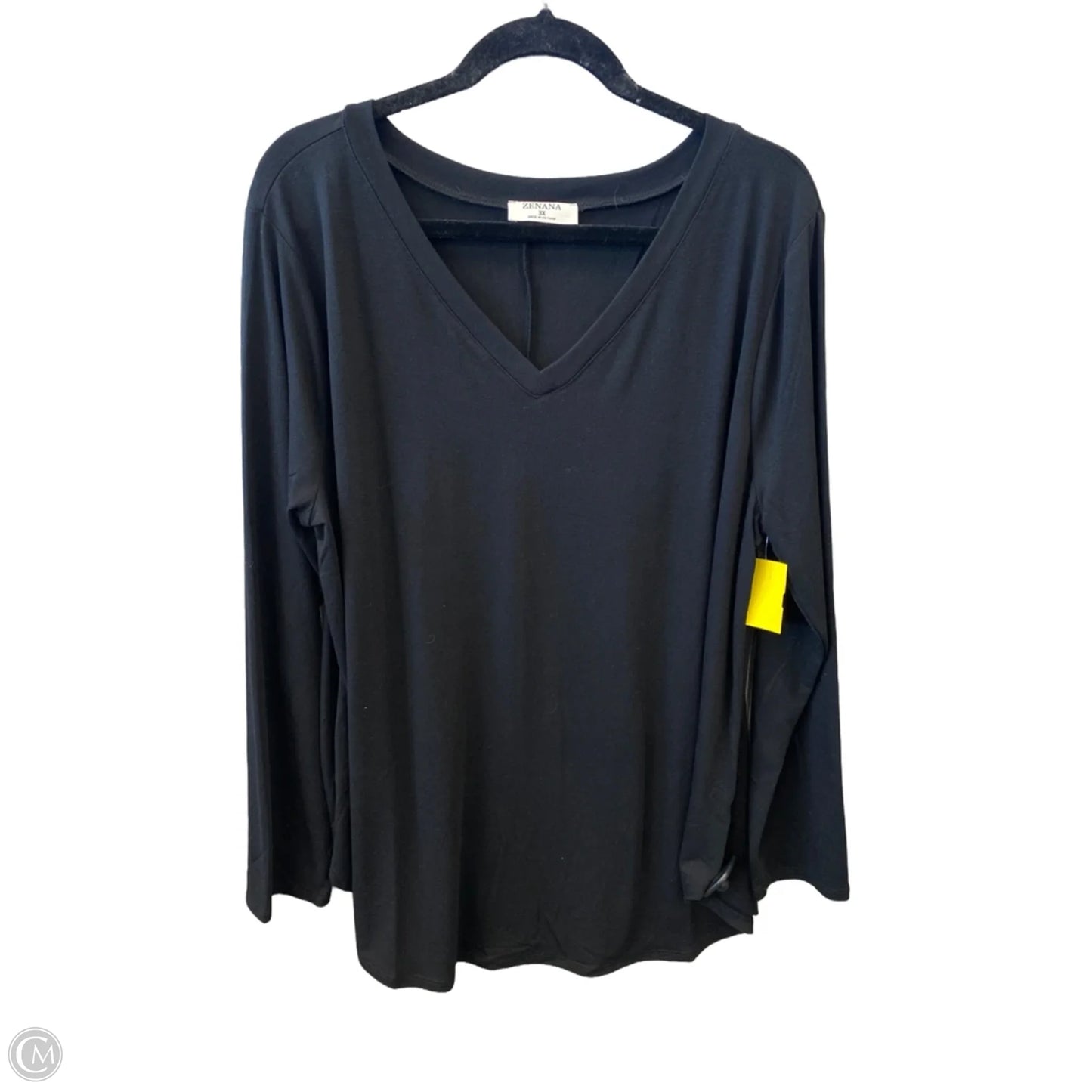 Top Long Sleeve By Zenana In Black, Size: 3x