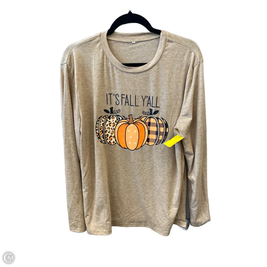 Top Long Sleeve By Clothes Mentor In Tan, Size: L