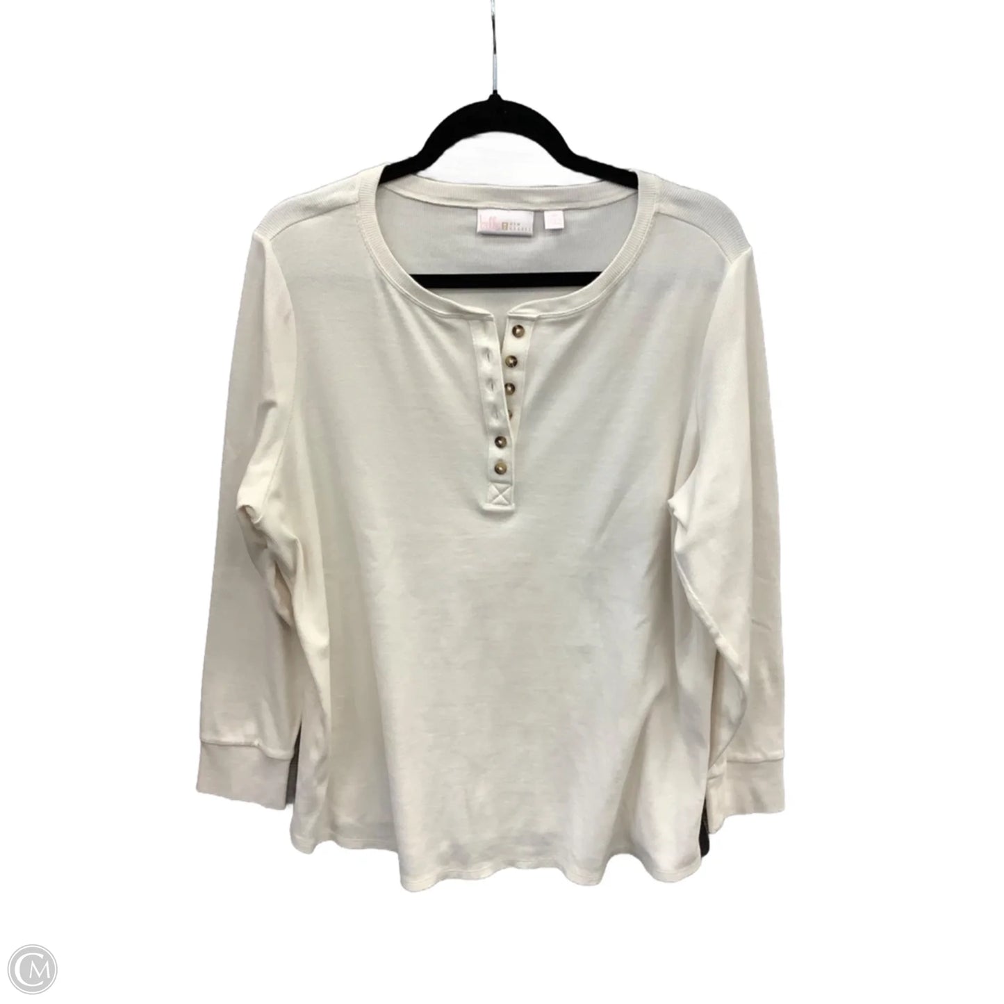 Top Long Sleeve By Belle By Kim Gravel In Cream, Size: 2x