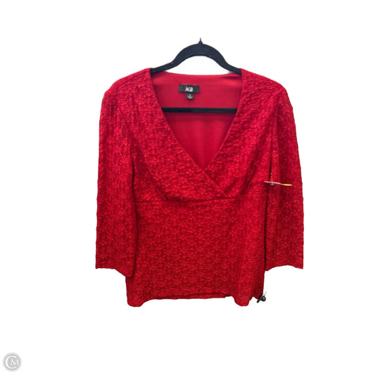 Blouse Long Sleeve By Agb In Red, Size: S