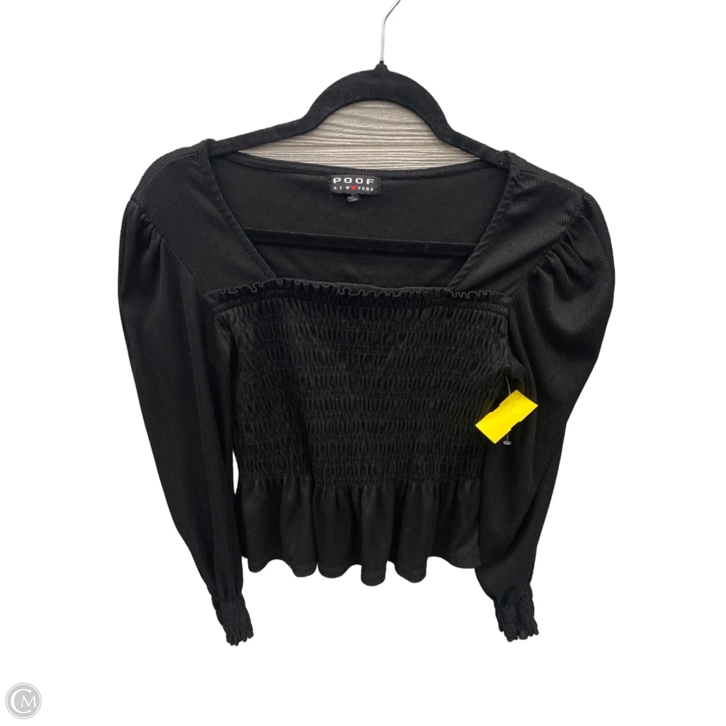 Top Long Sleeve By Poof In Black, Size: M