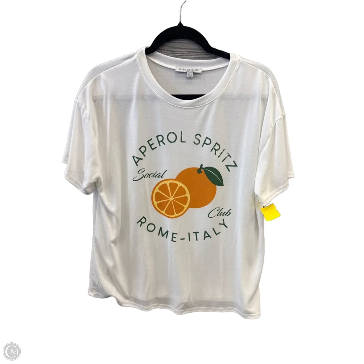 Top Short Sleeve By Green Envelope In White, Size: L