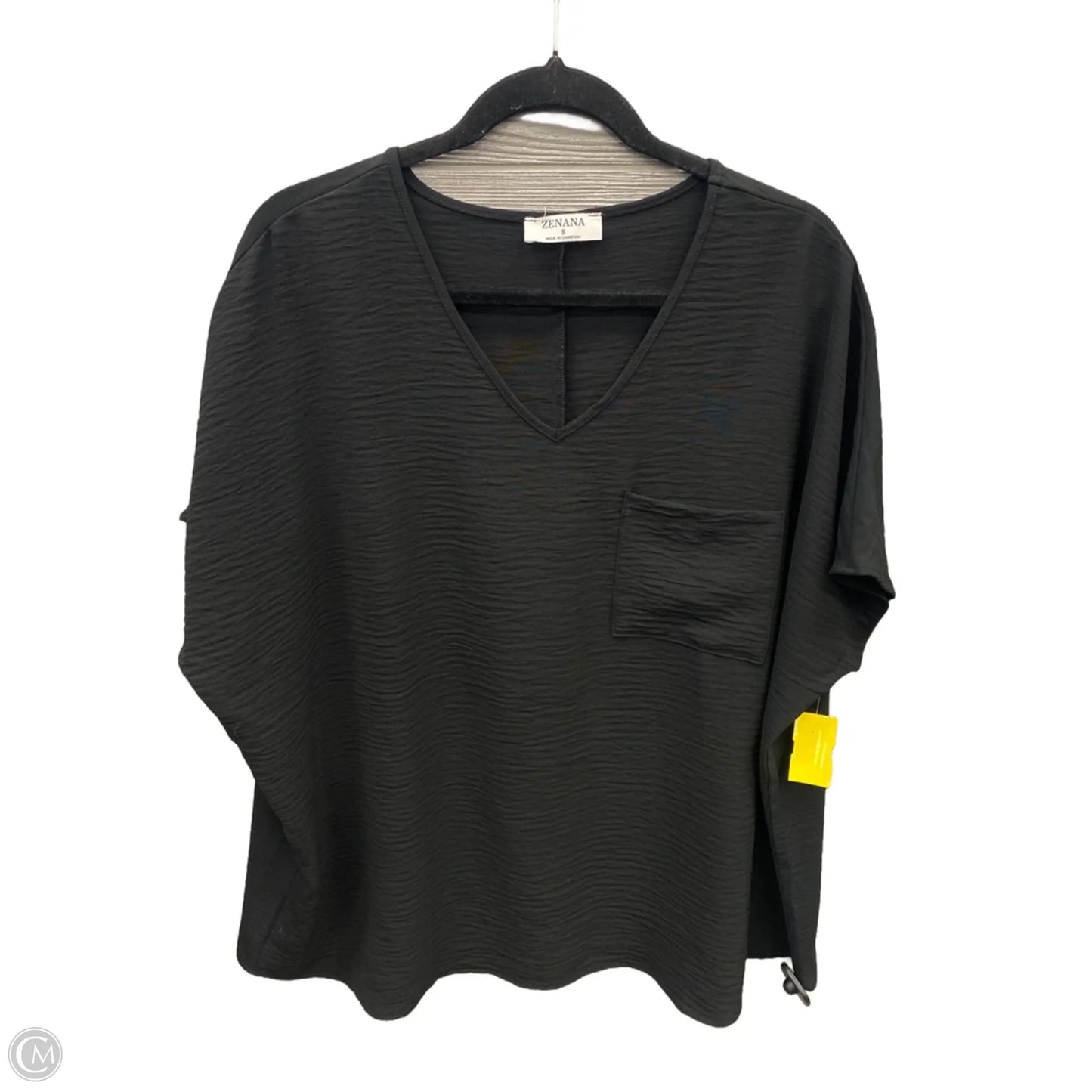 Top Short Sleeve By Zenana In Black, Size: S