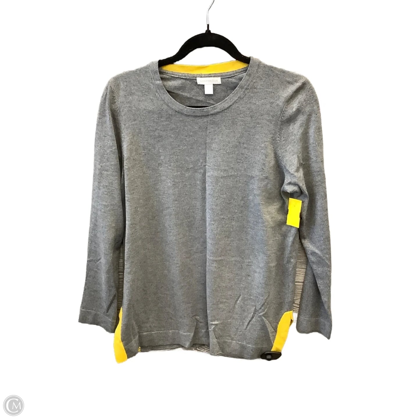 Top Long Sleeve By Charter Club In Grey & Yellow, Size: M