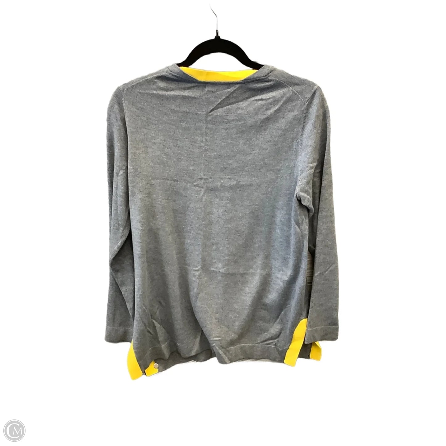 Top Long Sleeve By Charter Club In Grey & Yellow, Size: M