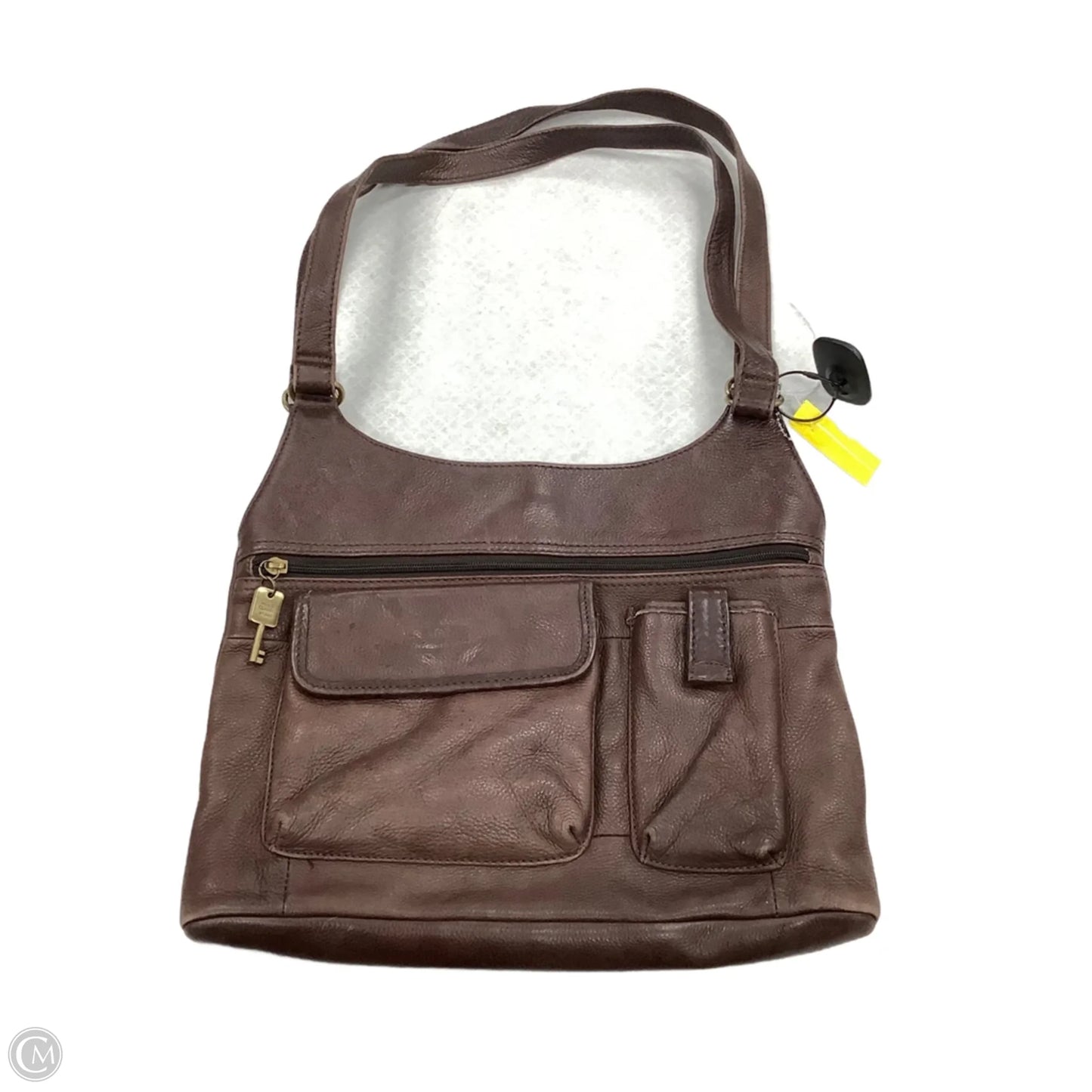 Handbag Leather By Fossil, Size: Medium