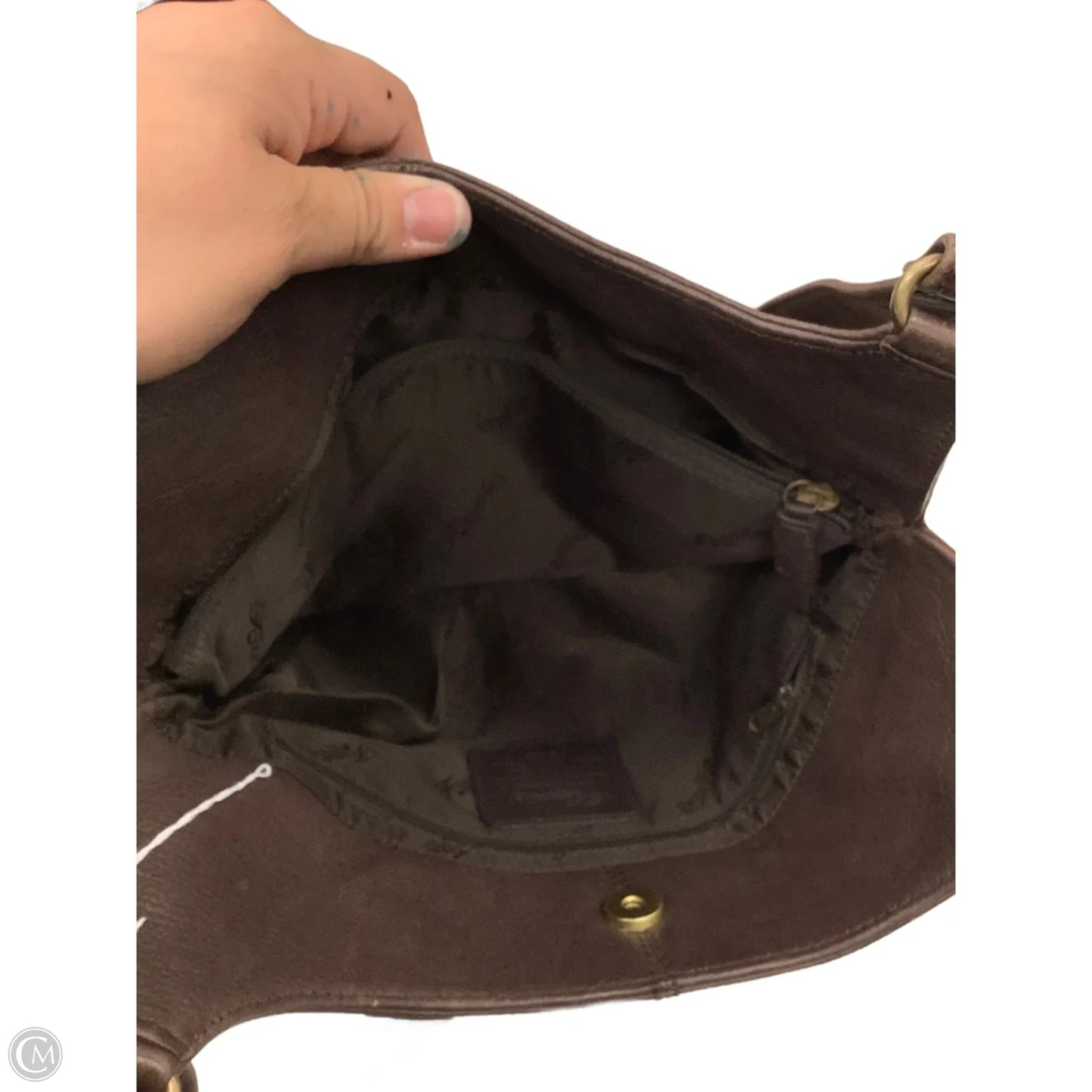 Handbag Leather By Fossil, Size: Medium
