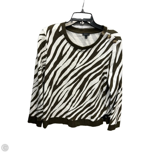 Top Long Sleeve By Talbots In Green & White, Size: L