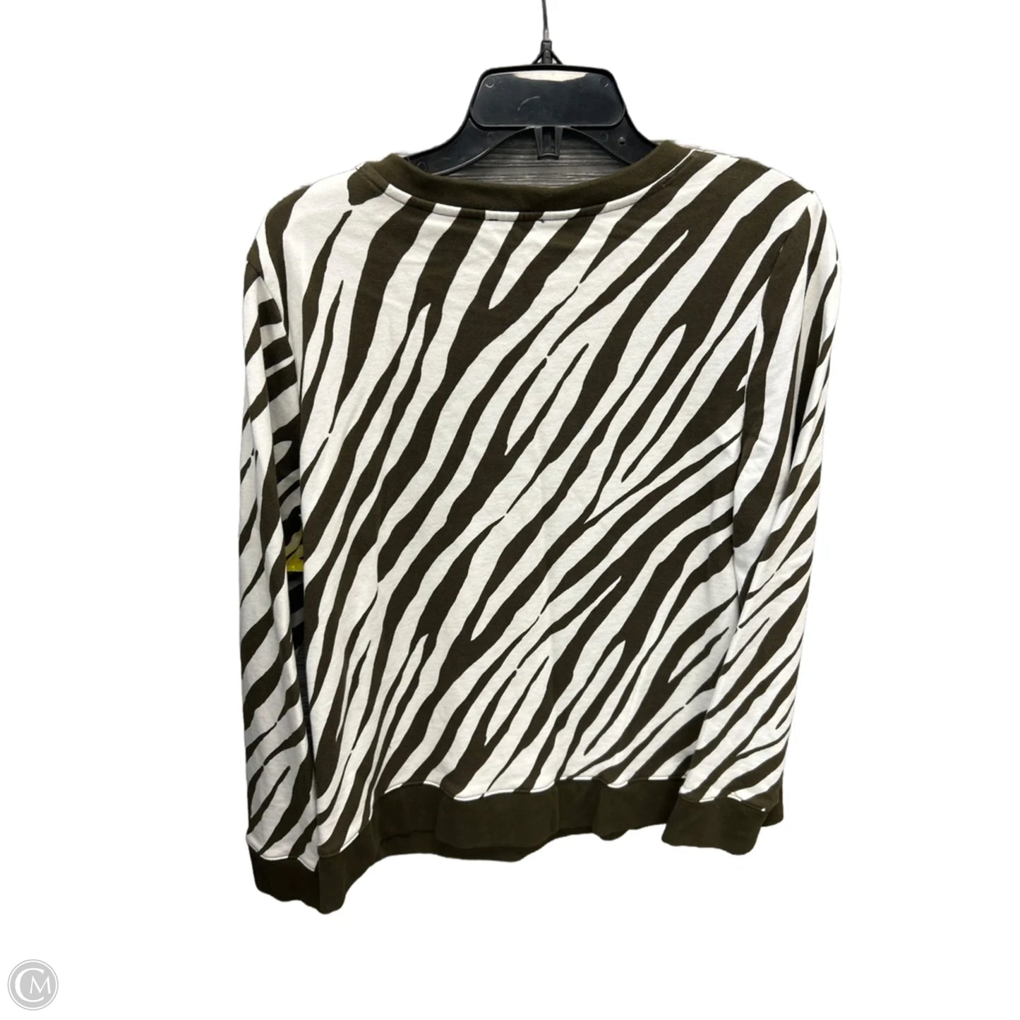 Top Long Sleeve By Talbots In Green & White, Size: L