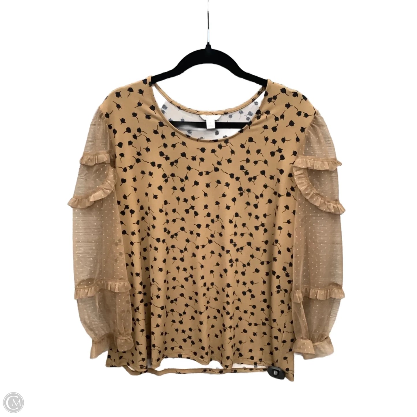 Top Long Sleeve By Cato In Brown, Size: Xl