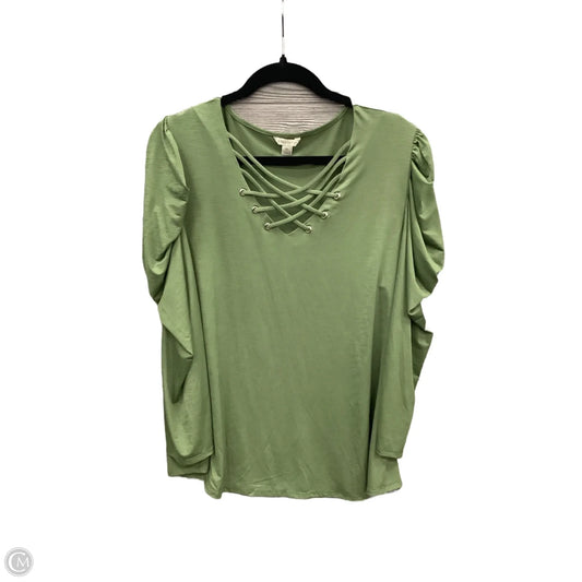 Top Long Sleeve By Cato In Green, Size: Xl