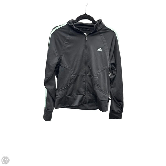 Athletic Top Long Sleeve Collar By Adidas In Green & Grey, Size: M