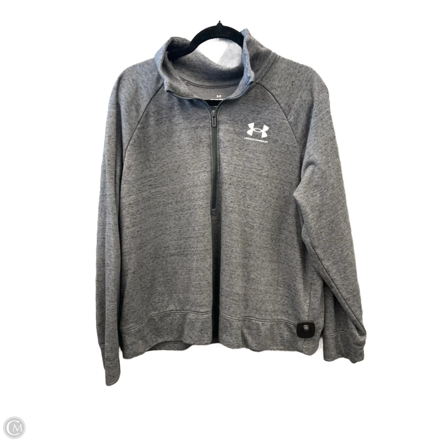 Athletic Top Long Sleeve Collar By Under Armour In Grey, Size: 1x