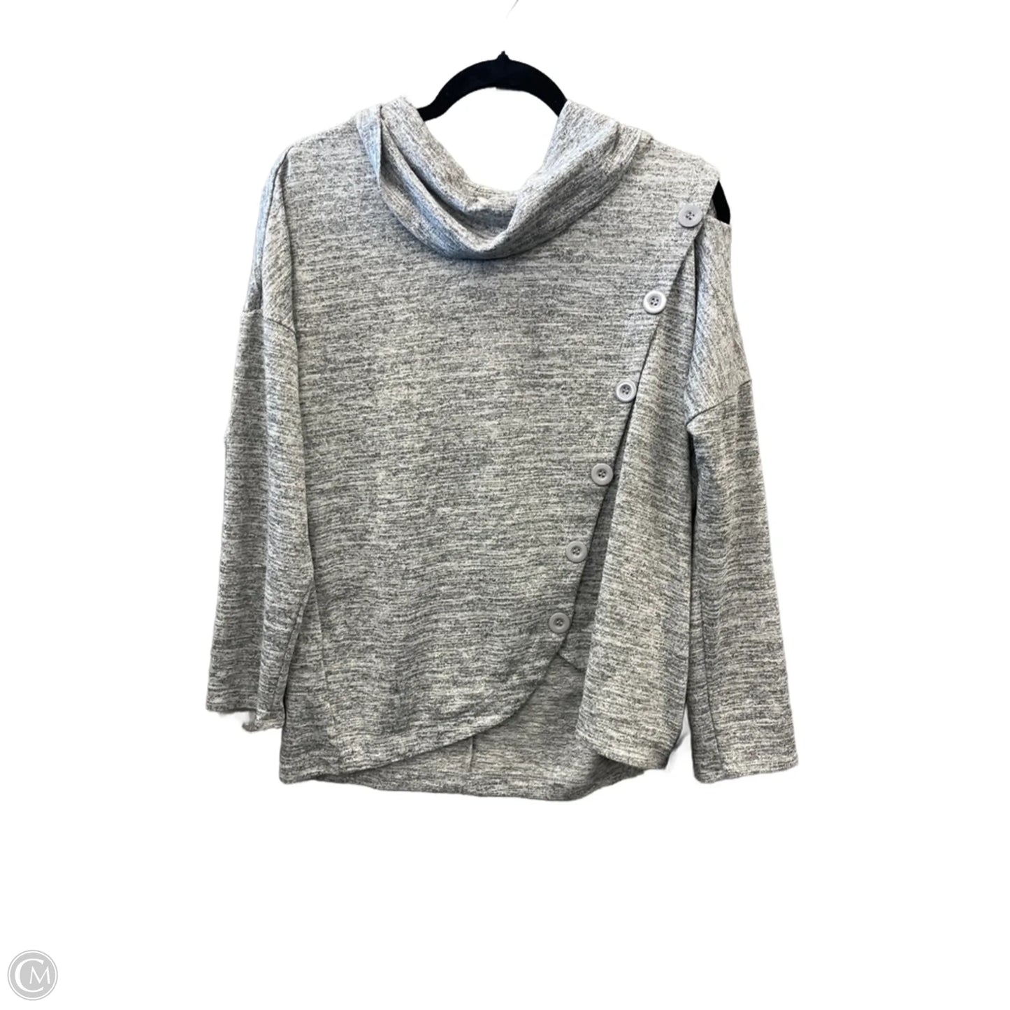 Top Long Sleeve By Notations In Grey, Size: M