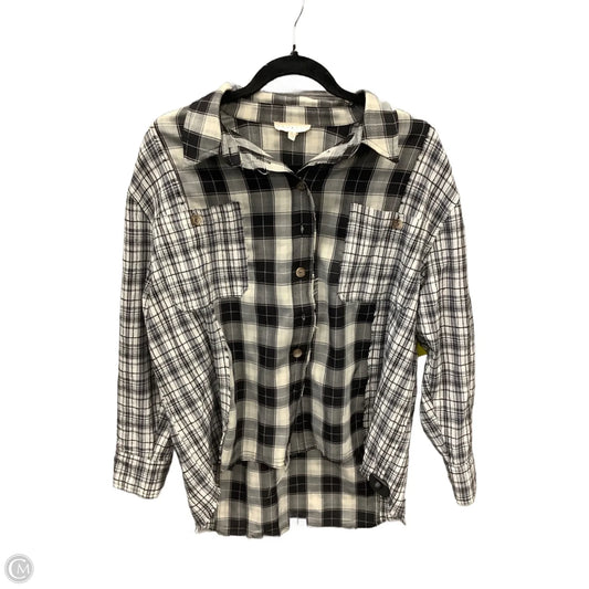 Top Long Sleeve By Promesa In Plaid Pattern, Size: S