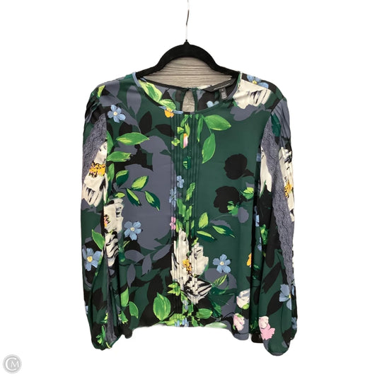 Blouse Long Sleeve By White House Black Market In Multi-colored, Size: L