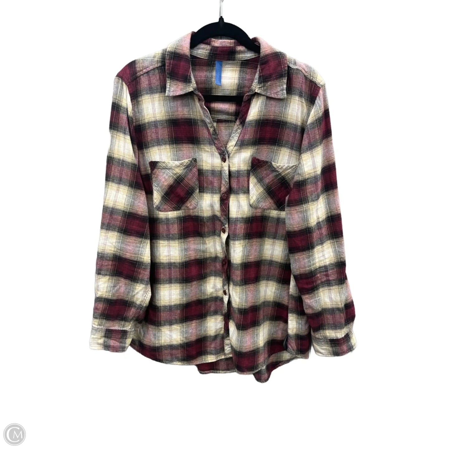 Top Long Sleeve By Falls Creek In Plaid Pattern, Size: 2x