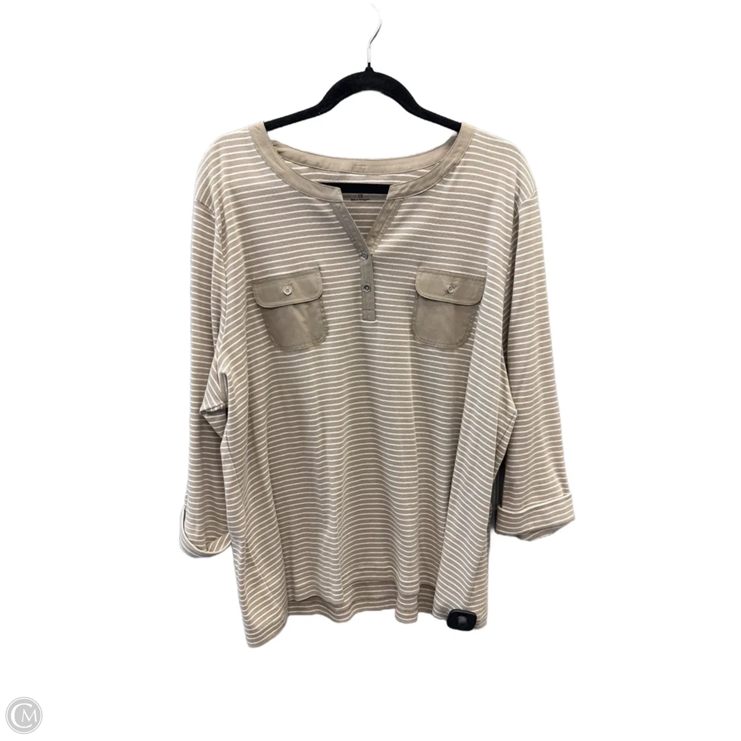 Top Long Sleeve By Croft And Barrow In Striped Pattern, Size: 2x