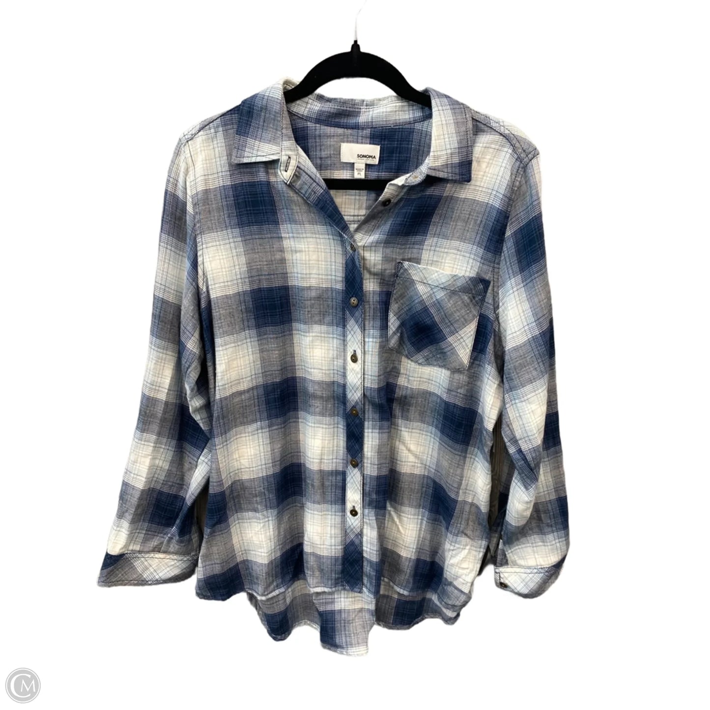 Top Long Sleeve By Sonoma In Plaid Pattern, Size: Lp