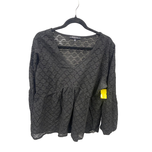 Top Long Sleeve By Relativity In Black, Size: 2x